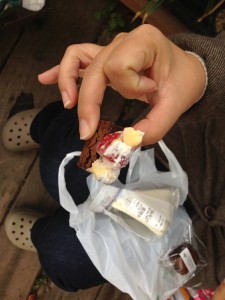 ブラウニーと苺